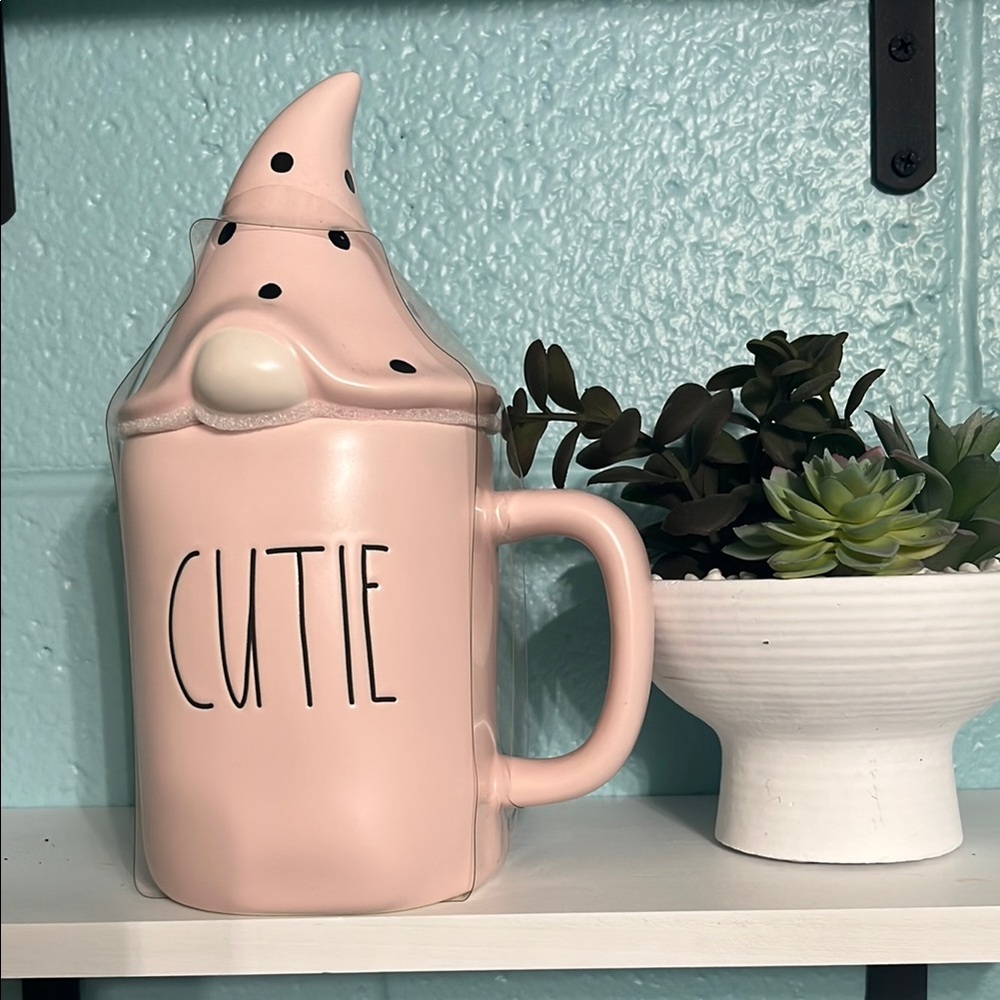 Rae Dunn Pink 'Cutie' Mug with Lid